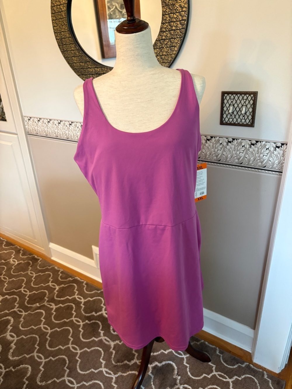 New Sleeveless Scoop stretch Neck Pink 1 piece shorts/tank great for sports XXL